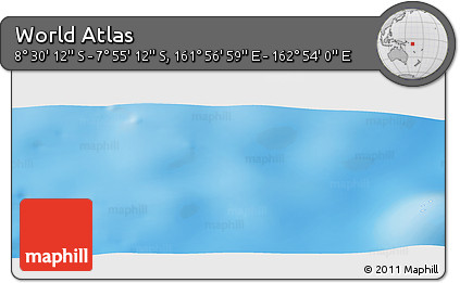 Shaded Relief Panoramic Map of the Area around 8° 12' 42" S, 162° 25' 30" E