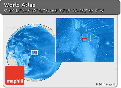 Shaded Relief Location Map of the Area around 8° 12' 42" S, 163° 7' 30" W