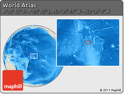 Shaded Relief Location Map of the Area around 8° 12' 42" S, 163° 7' 30" W