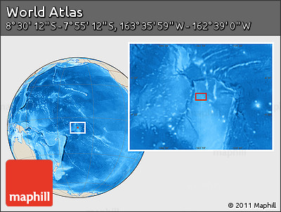Shaded Relief Location Map of the Area around 8° 12' 42" S, 163° 7' 30" W