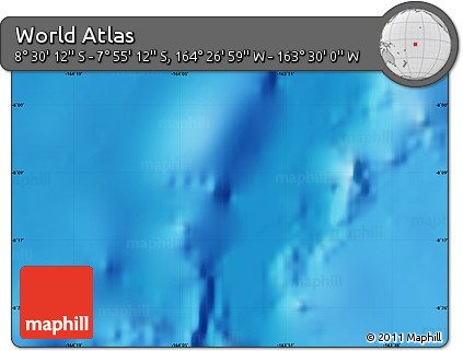 Physical Map of the Area around 8° 12' 42" S, 163° 58' 29" W