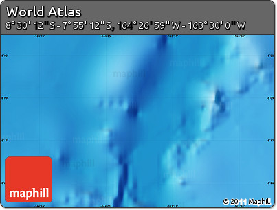 Physical Map of the Area around 8° 12' 42" S, 163° 58' 29" W