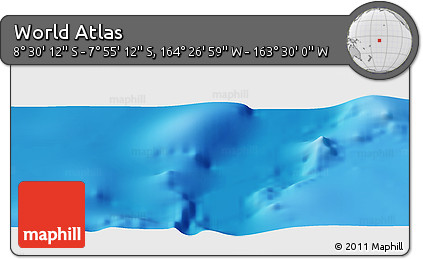 Physical Panoramic Map of the Area around 8° 12' 42" S, 163° 58' 29" W