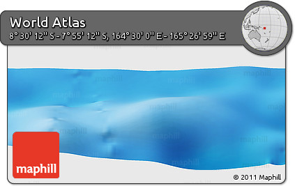 Shaded Relief Panoramic Map of the Area around 8° 12' 42" S, 164° 58' 29" E