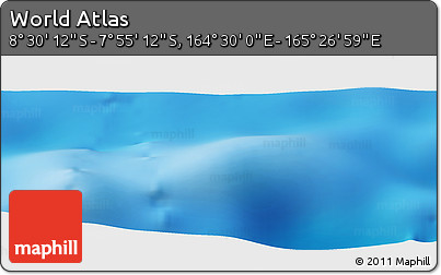 Shaded Relief Panoramic Map of the Area around 8° 12' 42" S, 164° 58' 29" E