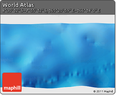 Shaded Relief 3D Map of the Area around 8° 12' 42" S, 165° 49' 29" E