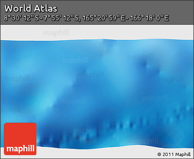 Shaded Relief 3D Map of the Area around 8° 12' 42" S, 165° 49' 29" E