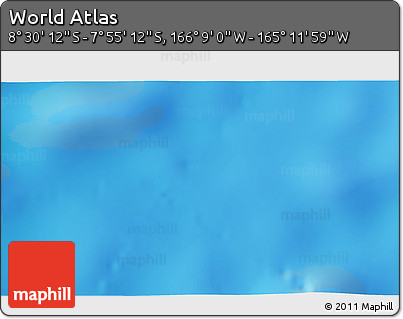 Shaded Relief 3D Map of the Area around 8° 12' 42" S, 165° 40' 30" W