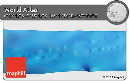 Shaded Relief Panoramic Map of the Area around 8° 12' 42" S, 166° 40' 30" E
