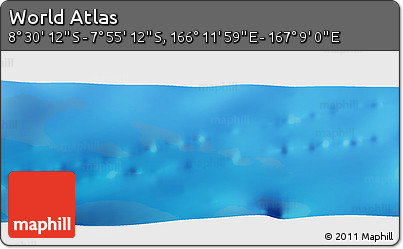 Shaded Relief Panoramic Map of the Area around 8° 12' 42" S, 166° 40' 30" E