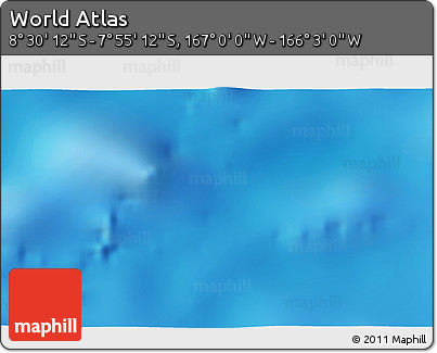 Shaded Relief 3D Map of the Area around 8° 12' 42" S, 166° 31' 30" W