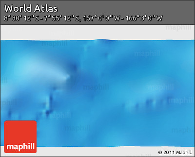 Shaded Relief 3D Map of the Area around 8° 12' 42" S, 166° 31' 30" W