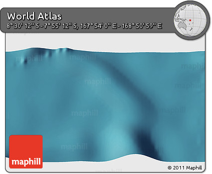 Satellite 3D Map of the Area around 8° 12' 42" S, 168° 22' 30" E