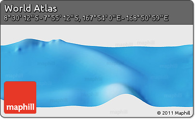 Physical Panoramic Map of the Area around 8° 12' 42" S, 168° 22' 30" E