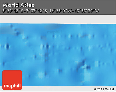 Shaded Relief 3D Map of the Area around 8° 12' 42" S, 16° 4' 29" W