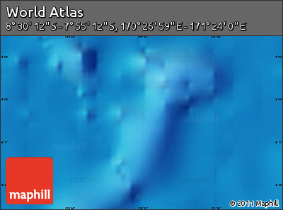 Physical Map of the Area around 8° 12' 42" S, 170° 55' 30" E
