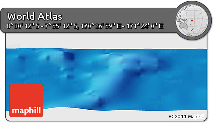 Shaded Relief Panoramic Map of the Area around 8° 12' 42" S, 170° 55' 30" E