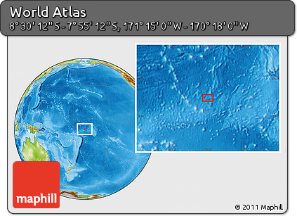 Physical Location Map of the Area around 8° 12' 42" S, 170° 46' 30" W