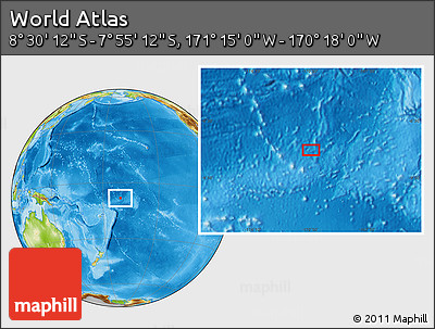 Physical Location Map of the Area around 8° 12' 42" S, 170° 46' 30" W