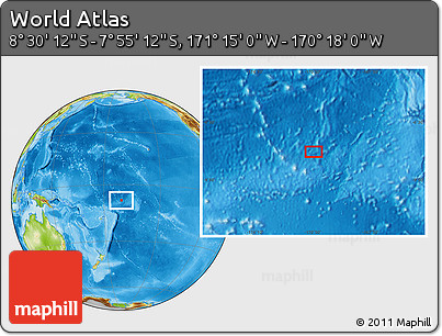 Physical Location Map of the Area around 8° 12' 42" S, 170° 46' 30" W