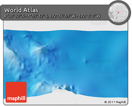 Shaded Relief 3D Map of the Area around 8° 12' 42" S, 172° 28' 29" W