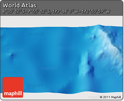 Shaded Relief 3D Map of the Area around 8° 12' 42" S, 173° 19' 29" W