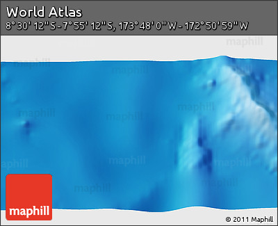 Shaded Relief 3D Map of the Area around 8° 12' 42" S, 173° 19' 29" W