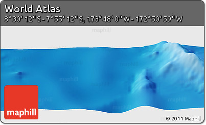 Shaded Relief Panoramic Map of the Area around 8° 12' 42" S, 173° 19' 29" W