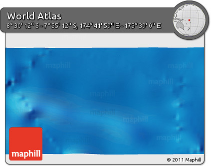 Shaded Relief 3D Map of the Area around 8° 12' 42" S, 175° 10' 30" E