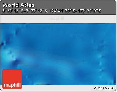 Shaded Relief 3D Map of the Area around 8° 12' 42" S, 175° 10' 30" E