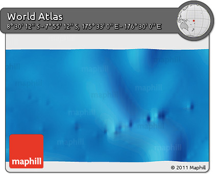 Shaded Relief 3D Map of the Area around 8° 12' 42" S, 176° 1' 30" E