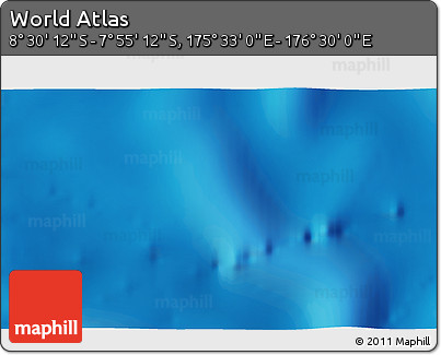 Shaded Relief 3D Map of the Area around 8° 12' 42" S, 176° 1' 30" E