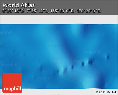 Shaded Relief 3D Map of the Area around 8° 12' 42" S, 176° 1' 30" E