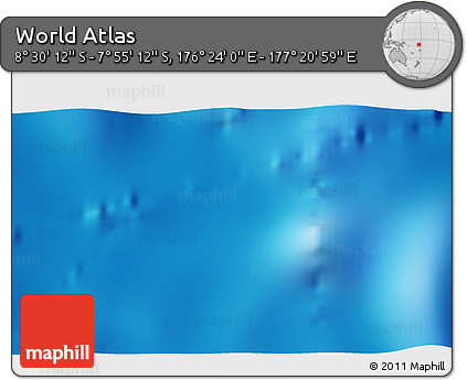 Shaded Relief 3D Map of the Area around 8° 12' 42" S, 176° 52' 30" E