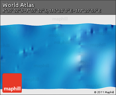 Shaded Relief 3D Map of the Area around 8° 12' 42" S, 176° 52' 30" E