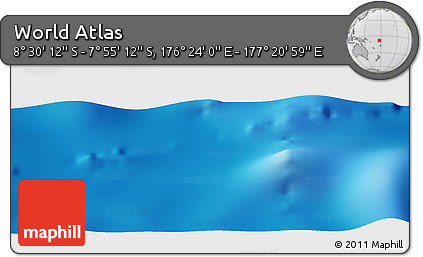 Shaded Relief Panoramic Map of the Area around 8° 12' 42" S, 176° 52' 30" E