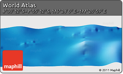 Shaded Relief Panoramic Map of the Area around 8° 12' 42" S, 176° 52' 30" E