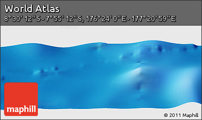 Shaded Relief Panoramic Map of the Area around 8° 12' 42" S, 176° 52' 30" E