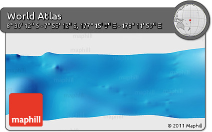 Shaded Relief Panoramic Map of the Area around 8° 12' 42" S, 177° 43' 29" E