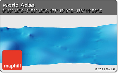 Shaded Relief Panoramic Map of the Area around 8° 12' 42" S, 177° 43' 29" E