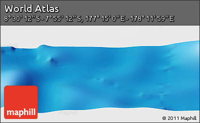 Shaded Relief Panoramic Map of the Area around 8° 12' 42" S, 177° 43' 29" E