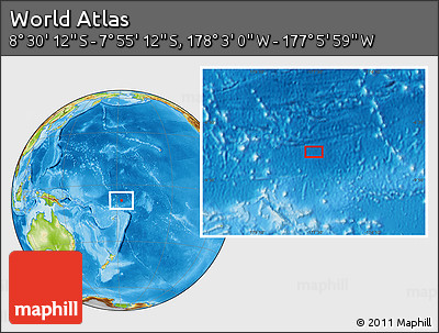 Physical Location Map of the Area around 8° 12' 42" S, 177° 34' 29" W