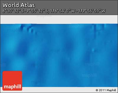 Shaded Relief 3D Map of the Area around 8° 12' 42" S, 178° 25' 30" W