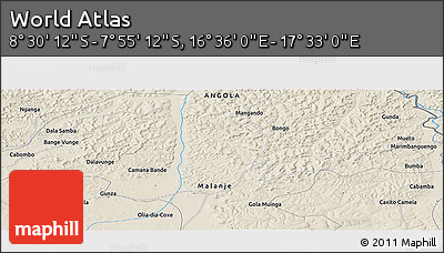 Shaded Relief Panoramic Map of the Area around 8° 12' 42" S, 17° 4' 30" E