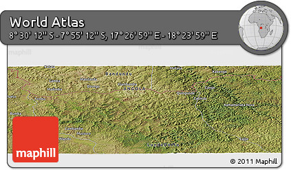 Satellite Panoramic Map of the Area around 8° 12' 42" S, 17° 55' 29" E