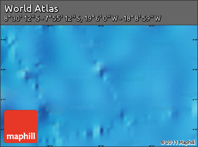 Physical Map of the Area around 8° 12' 42" S, 18° 37' 30" W
