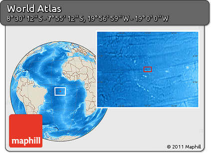 Shaded Relief Location Map of the Area around 8° 12' 42" S, 19° 28' 30" W