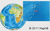 Physical Location Map of the area around 8° 12' 42" S, 1° 46' 29" E