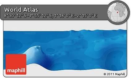 Political Panoramic Map of the Area around 8° 12' 42" S, 1° 46' 29" E