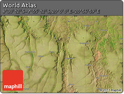 Satellite Map of the Area around 8° 12' 42" S, 20° 28' 30" E